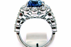 Cushion Sapphire Halo with Large Diamonds