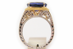 Oval Tanzanite Halo Triple Shank Ring
