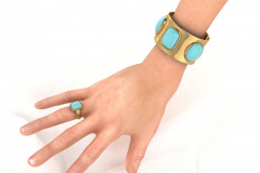 Turquoise Cuff Bracelet Rings Earrings