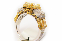 Yellow & White Radiant Diamonds Halo Ring